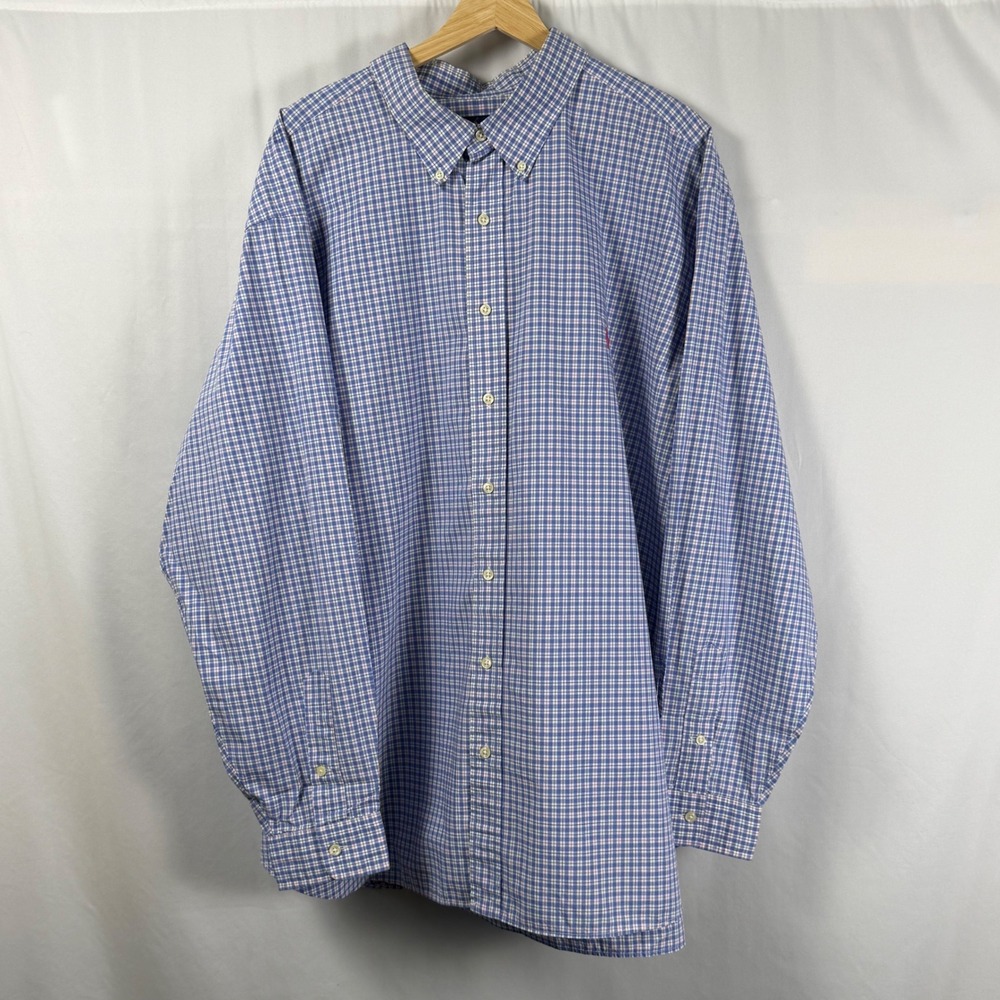 Ralph Lauren Tattersall Check Button Down Shirt Plaid Long Sleeve OCBD Mens 3XB - Picture 2 of 9